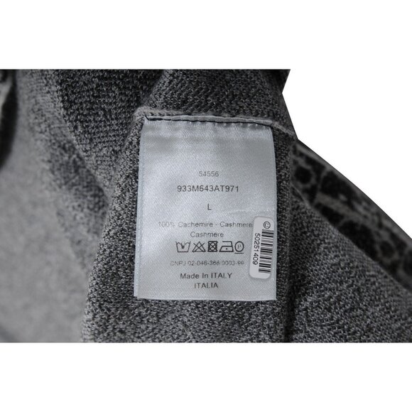 Dior Mens Oblique Logo Mock Neck Sweater Large Gray Black 100% Cashmere Pullover - Picture 9 of 10